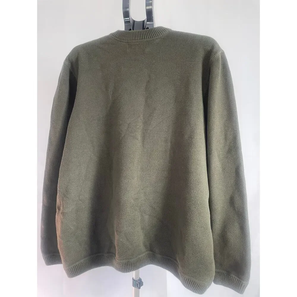 Vintage Eddie Bauer Men’s 100% cotton olive green pullover sweater Size 2XL - Picture 2 of 10